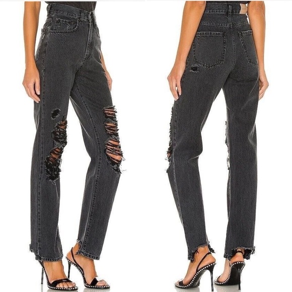 Retrofete grey Distressed Straight Leg Jeans 28